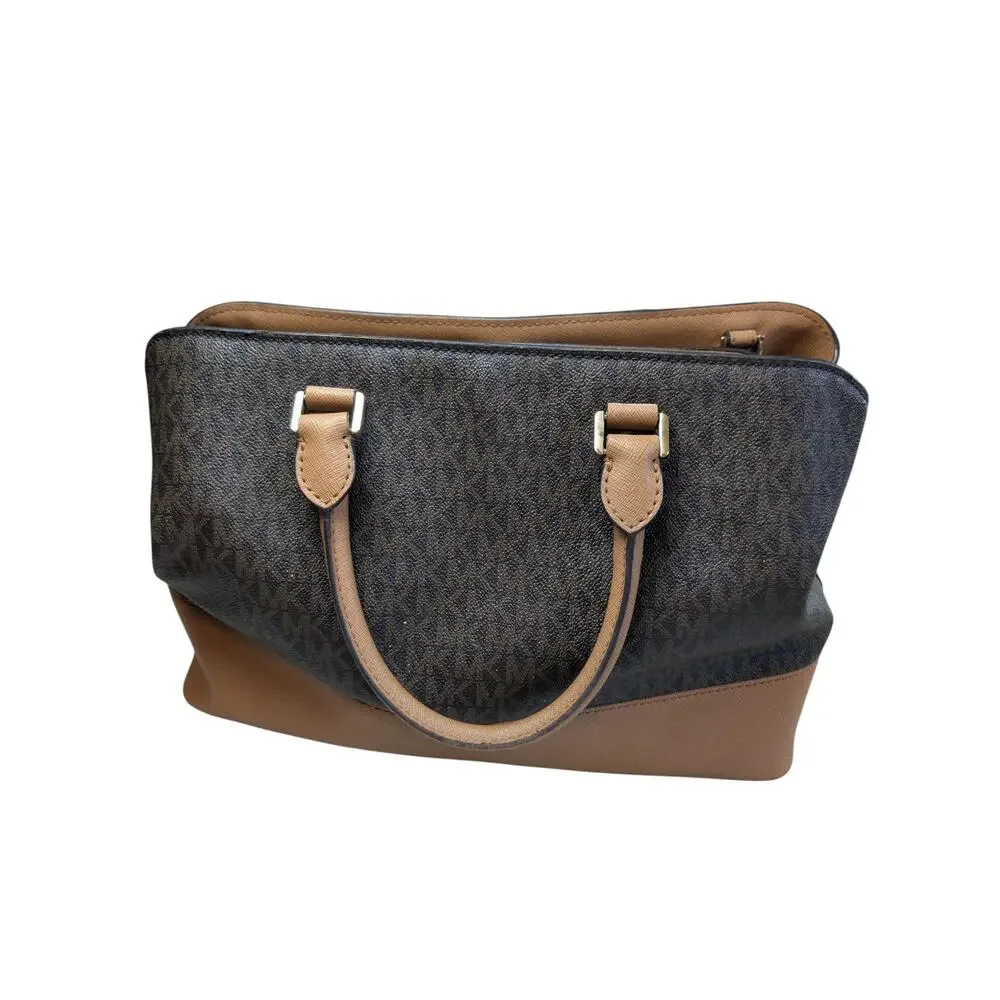 Michael Kors Signature Savannah Large Satchel Brown Acorn Gold Womens Handbag